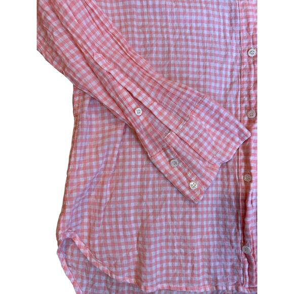 J. CREW Peach and White Gingham Long Sleeve Button Up Coastal Cowgirl Women's 8 - Picture 6 of 6